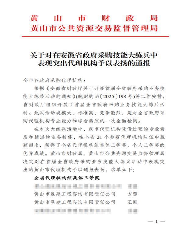 喜報(bào)！屯溪城建投公司參股企業(yè)昱建咨詢公司員工助力黃山代表隊(duì)斬獲省級(jí)大獎(jiǎng)